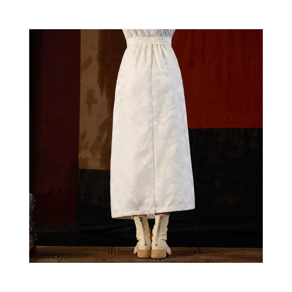 Boundary inside and outside relief jacquard new Chinese asymmetrical slimming long versatile temperament skirt J43Q7026 image 2