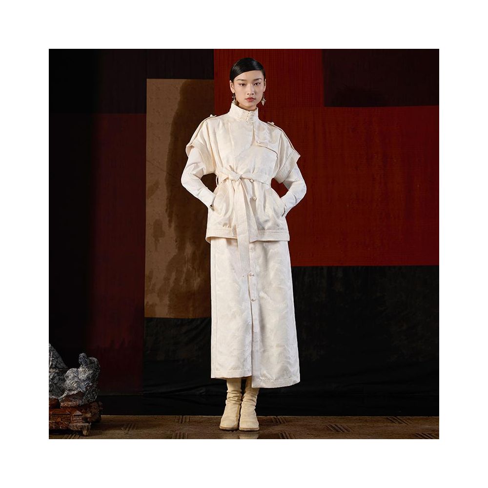 Boundary inside and outside relief jacquard new Chinese asymmetrical slimming long versatile temperament skirt J43Q7026 image 3
