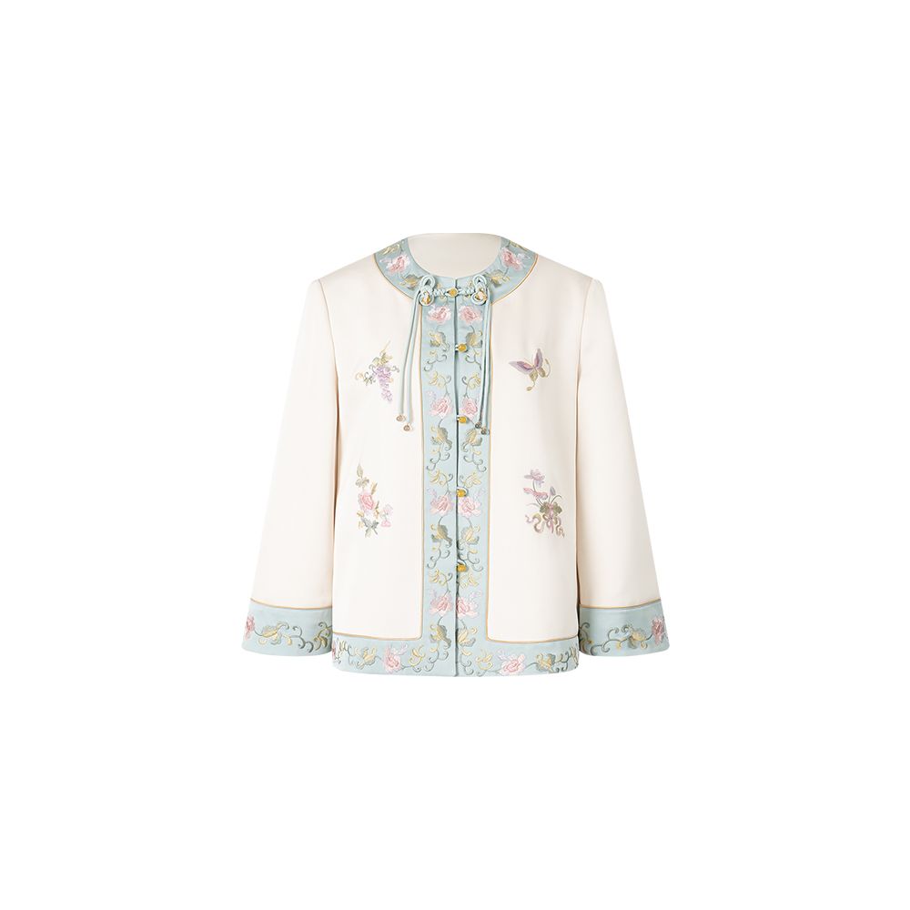Wuyan Yihe Yuzhan Qingci 2 0 Chinese style heavy embroidery patchwork satin jacket skirt image 18