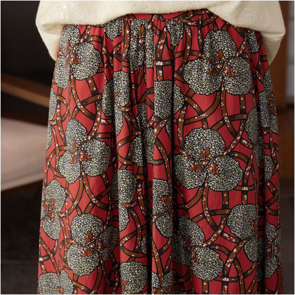 Ruyi Lianyun Ruoning New cotton printed skirt for women new Chinese style elastic waist umbrella skirt A line skirt image 5