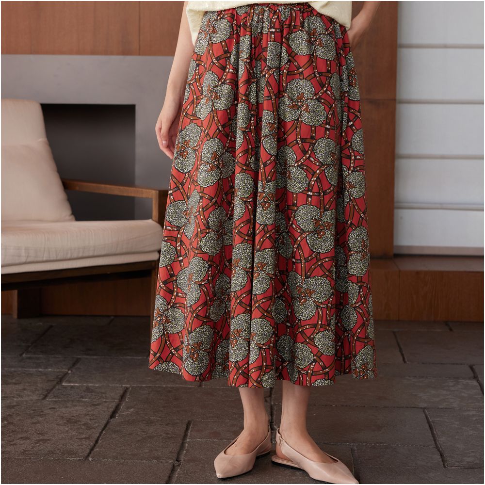 Ruyi Lianyun Ruoning New cotton printed skirt for women new Chinese style elastic waist umbrella skirt A line skirt image 0