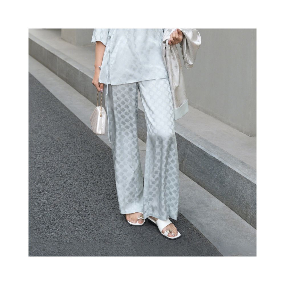 ASAYA4875 – Serene Satin Jacquard Pants🌿✨