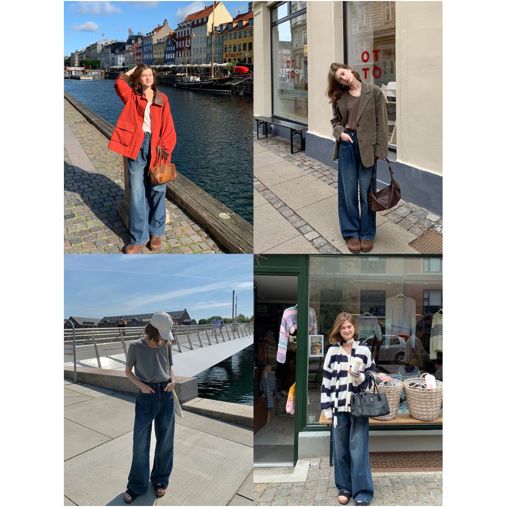 Fruit Core Universe New Chinese Button Denim Jacket Women s Spring and Autumn Private Wear Cobalt Blue Wide Leg Pants Set image 5