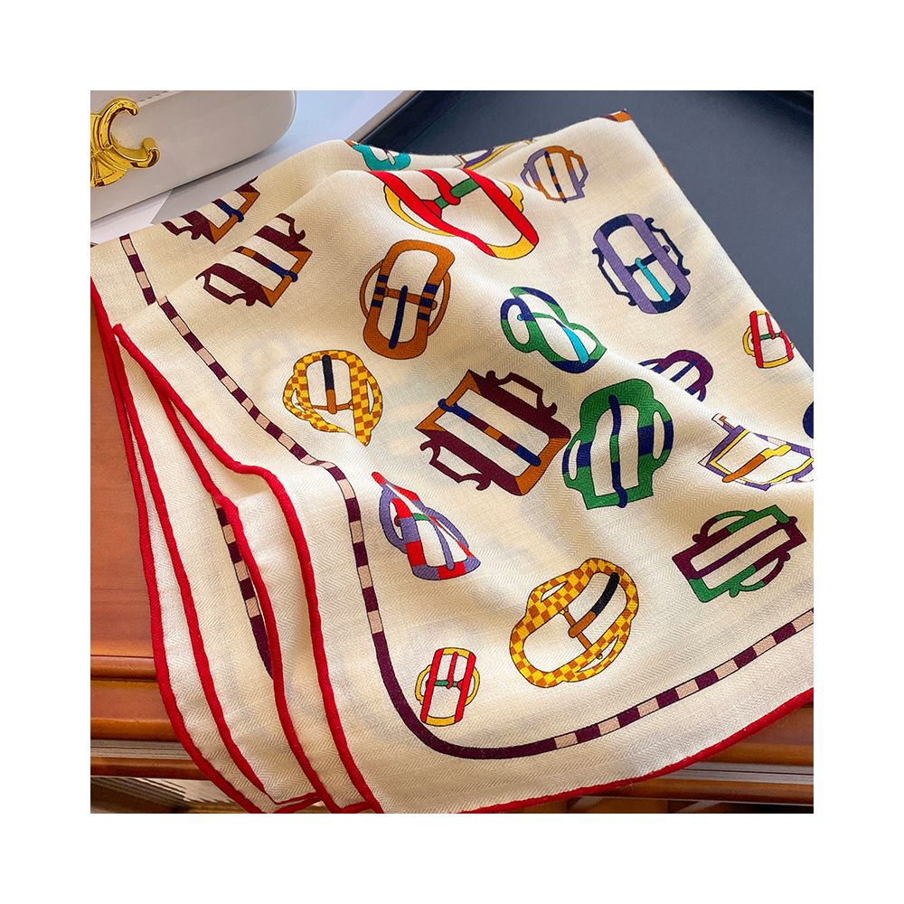 ASAYA4897 – Jardin Enchanté Silk Wool Scarf 🌸🕊️