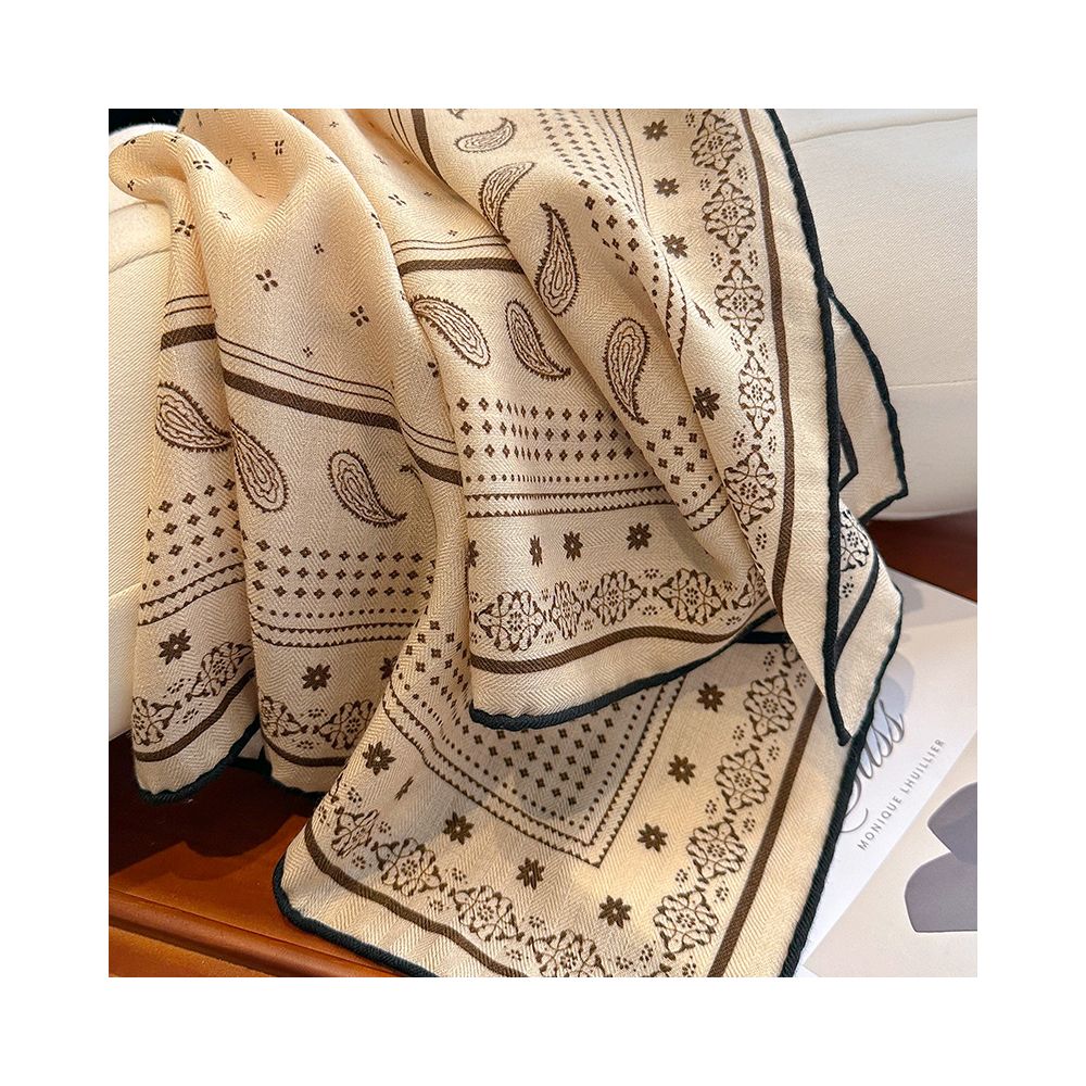 Silk wool scarf light luxury high end feeling autumn double sided triangular scarf shawl external tie neck scarf silk wool square scarf image 8