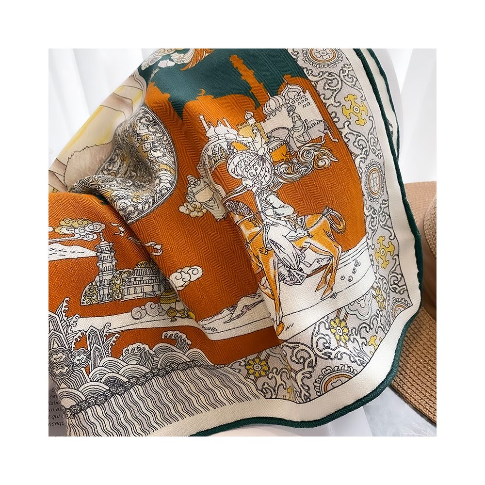 Silk wool scarf light luxury high end feeling autumn double sided triangular scarf shawl external tie neck scarf silk wool square scarf image 11