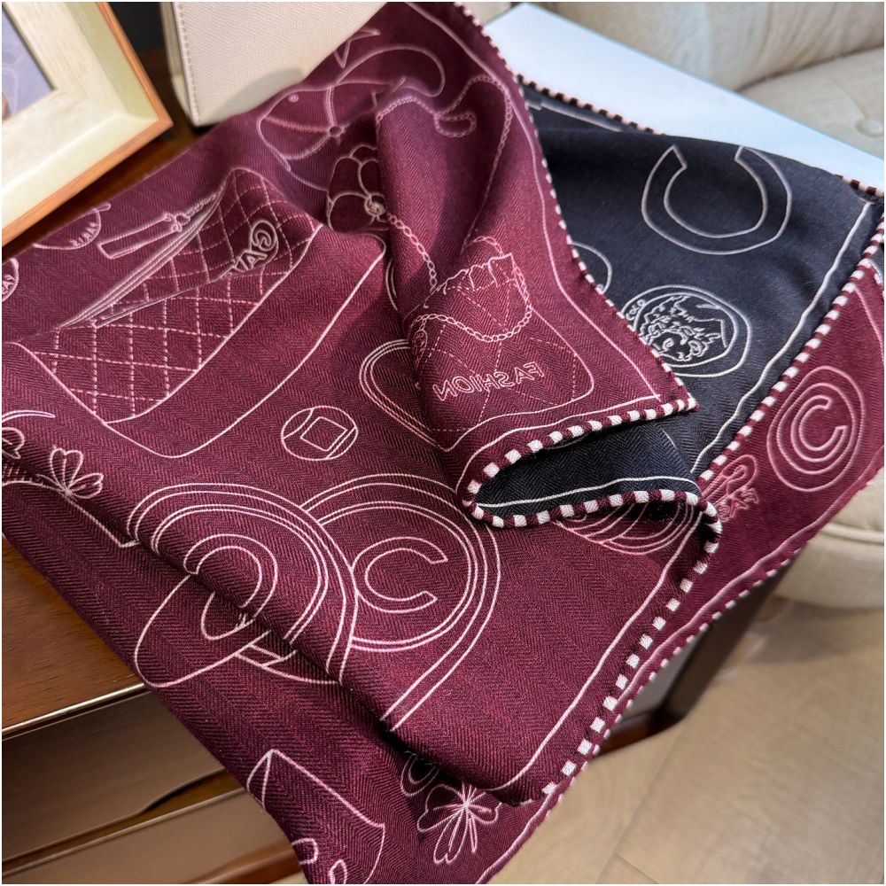 Silk wool scarf light luxury high end feeling autumn double sided triangular scarf shawl external tie neck scarf silk wool square scarf image 12