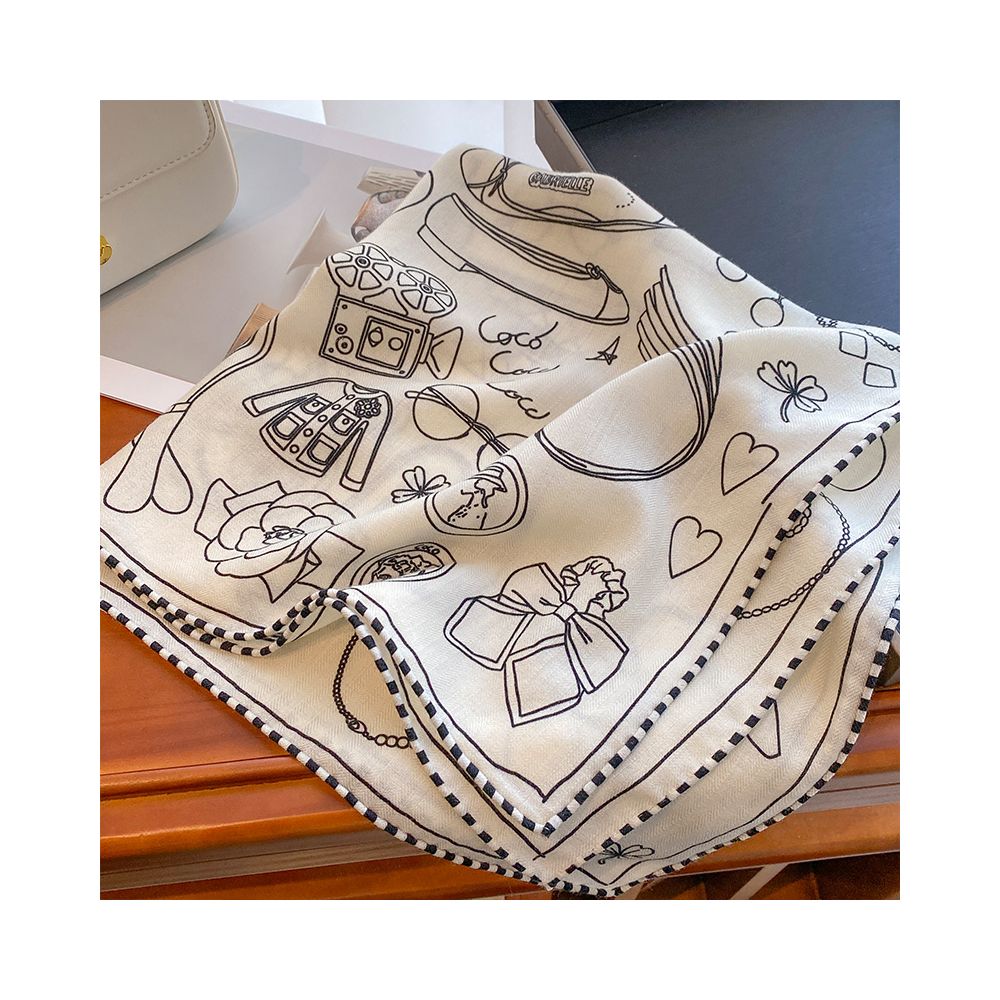ASAYA4897 – Jardin Enchanté Silk Wool Scarf 🌸🕊️