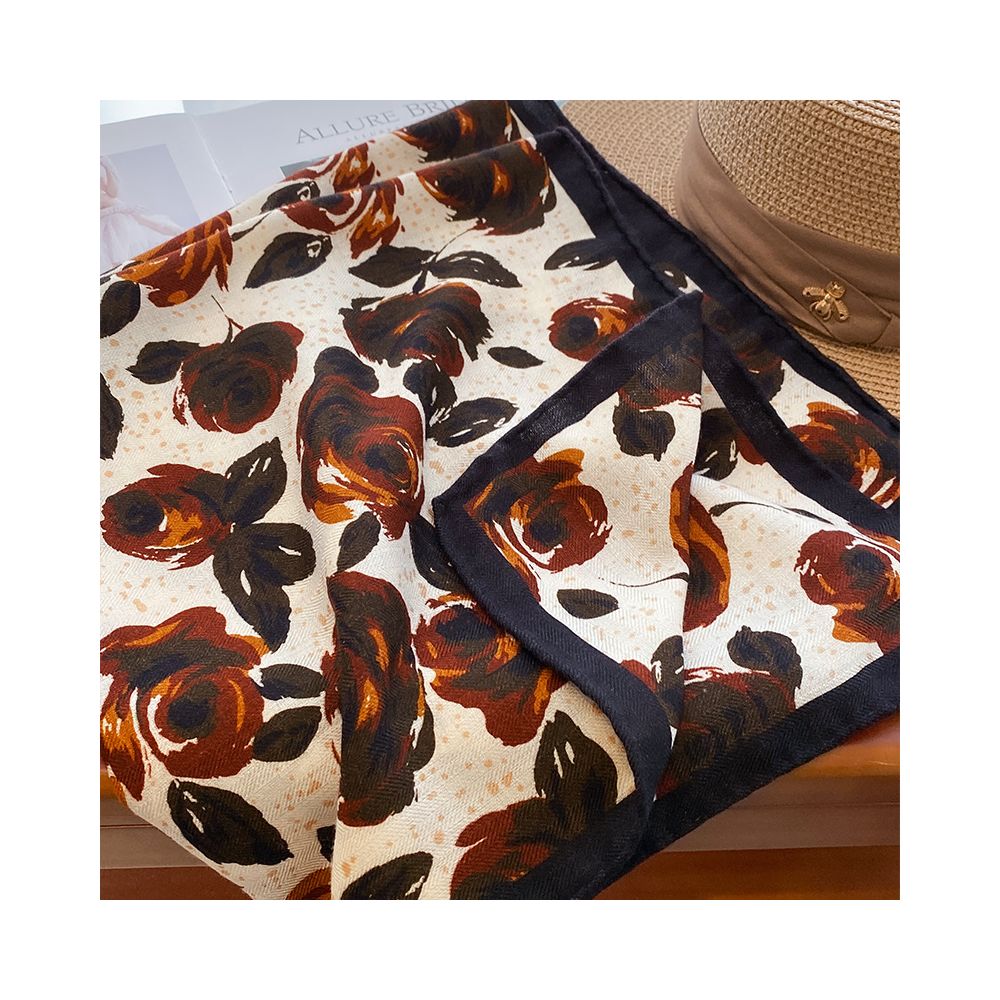 Silk wool scarf light luxury high end feeling autumn double sided triangular scarf shawl external tie neck scarf silk wool square scarf image 23