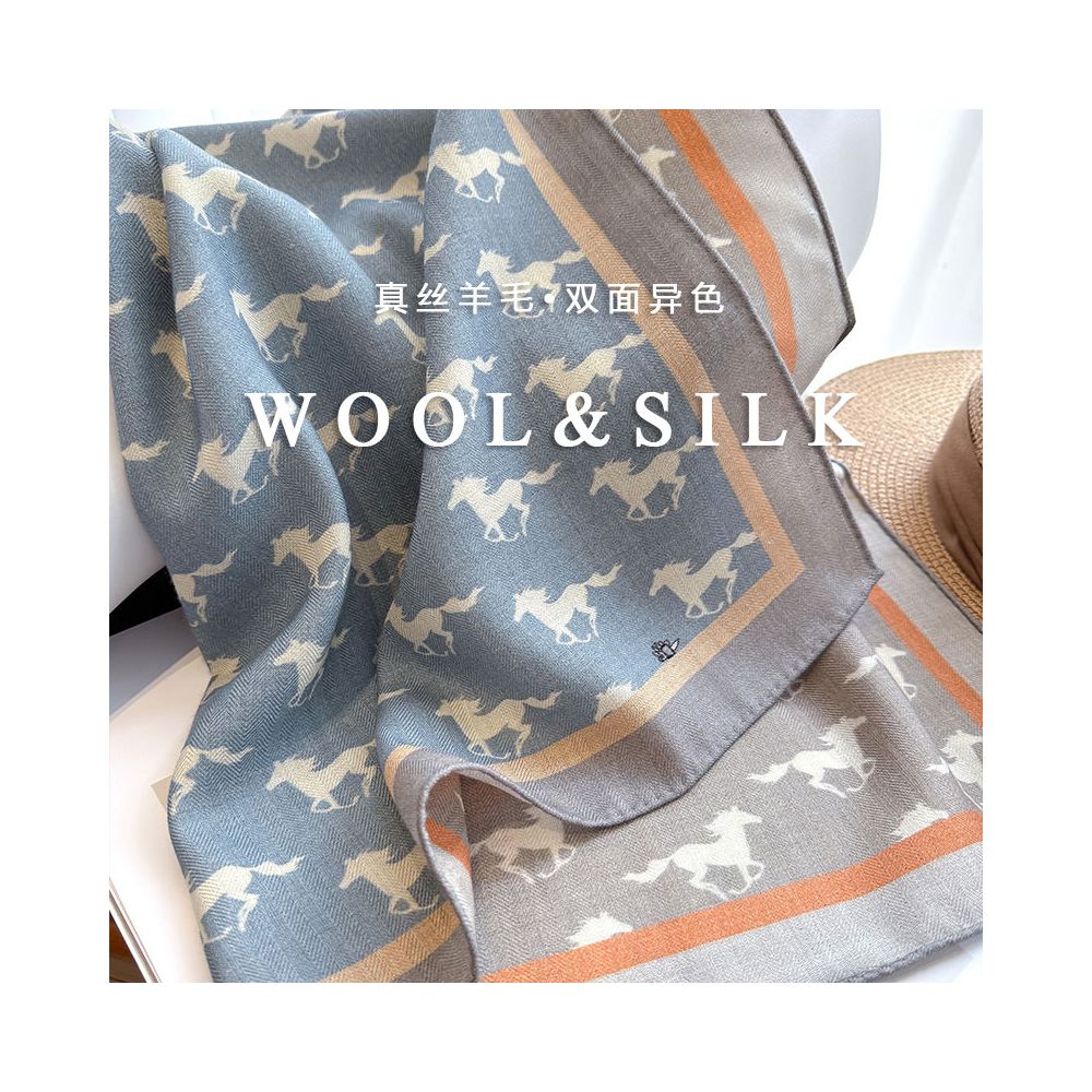 ASAYA4897 – Jardin Enchanté Silk Wool Scarf 🌸🕊️