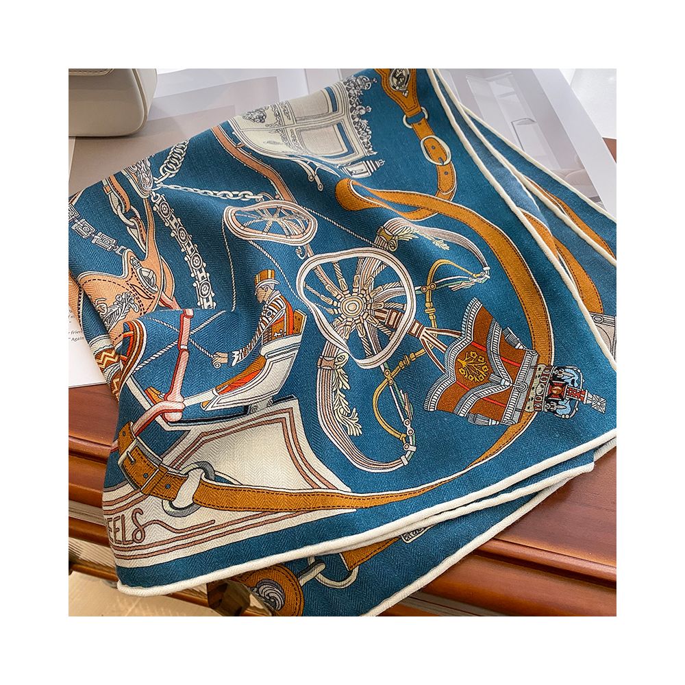 ASAYA4897 – Jardin Enchanté Silk Wool Scarf 🌸🕊️