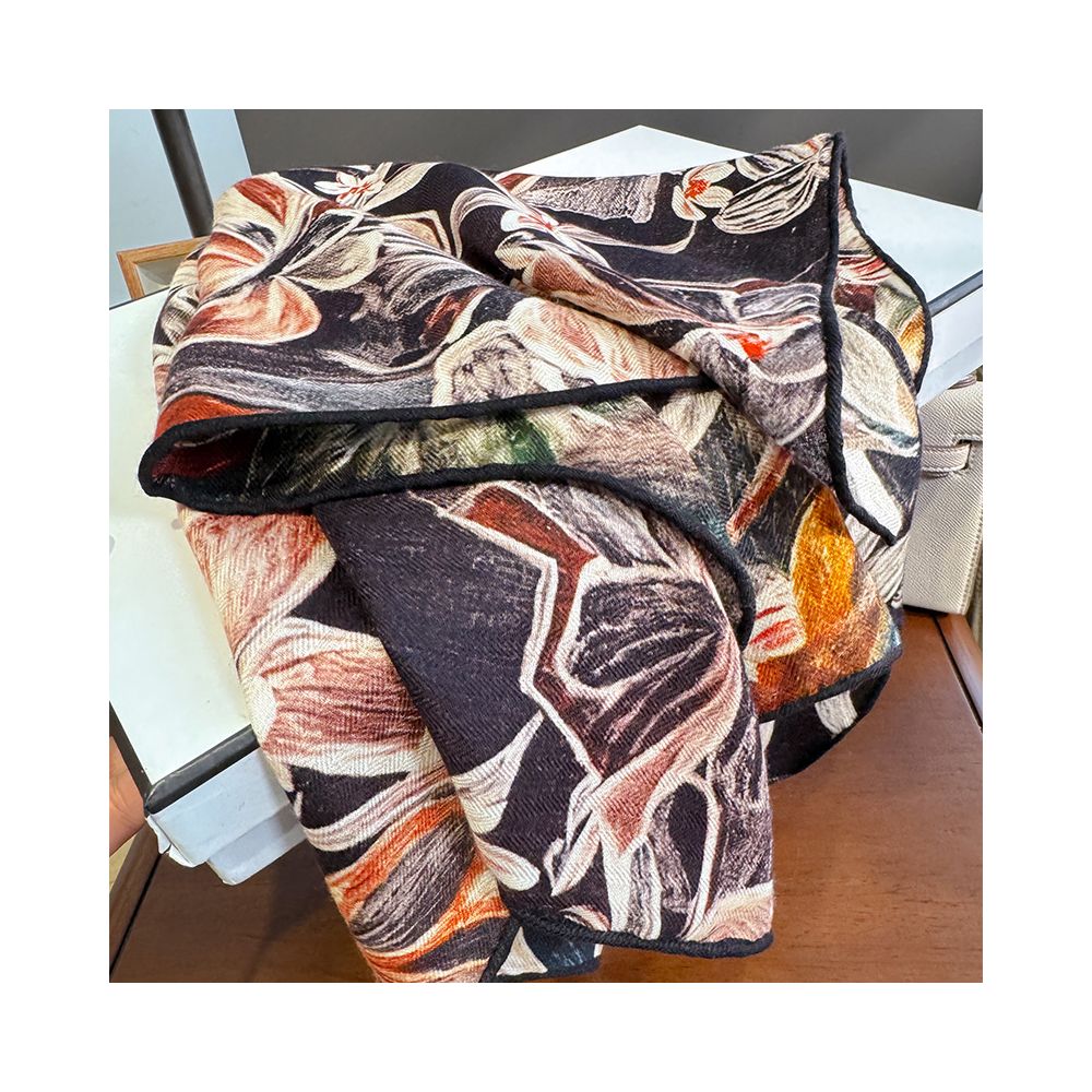 ASAYA4897 – Jardin Enchanté Silk Wool Scarf 🌸🕊️