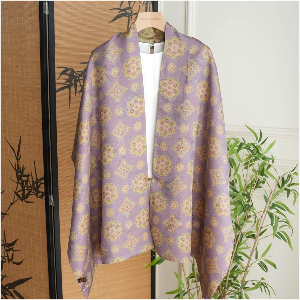 Changrong Baoxiang Flower Fragrance Cloud Yarn Double layer Silk Double sided Shawl Buckle Chinese Style Long Scarf Premium Gift Box image 2
