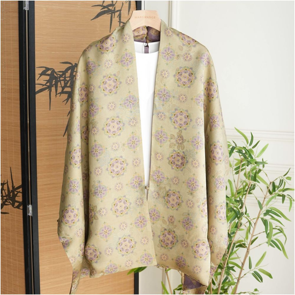 Changrong Baoxiang Flower Fragrance Cloud Yarn Double layer Silk Double sided Shawl Buckle Chinese Style Long Scarf Premium Gift Box image 3