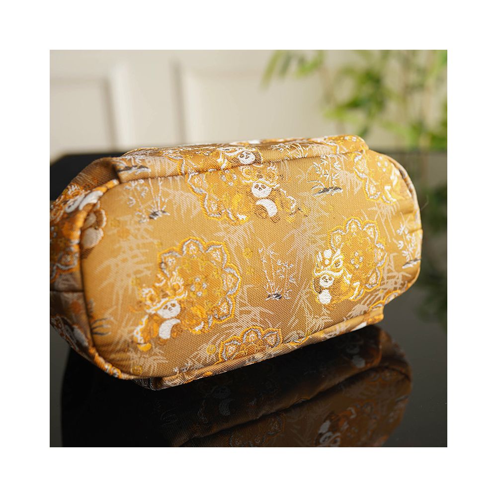 Panda lion dance heavyweight Song Jin intangible cultural heritage real silk and bamboo festival bag handbag Chinese style gold niche one shoulder handbag image 3