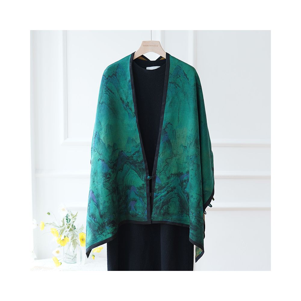 Thousands of miles of mountains and rivers fragrant cloud gauze shawl buckle double sided silk Chinese style gift for elders mothers silk scarves women s scarves image 4