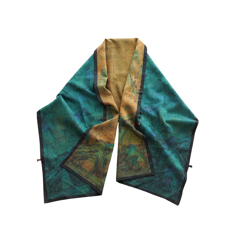 Thousands of miles of mountains and rivers fragrant cloud gauze shawl buckle double sided silk Chinese style gift for elders mothers silk scarves women s scarves image 5
