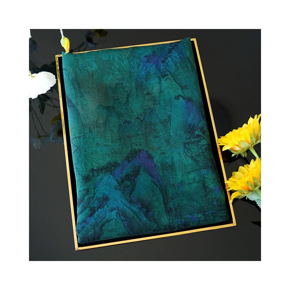 Thousands of miles of mountains and rivers fragrant cloud gauze shawl buckle double sided silk Chinese style gift for elders mothers silk scarves women s scarves image 0