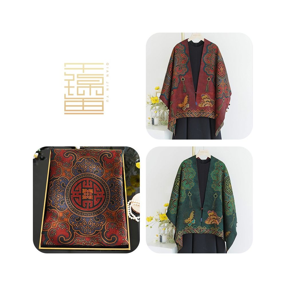 Thousands of miles of mountains and rivers fragrant cloud gauze shawl buckle double sided silk Chinese style gift for elders mothers silk scarves women s scarves image 10