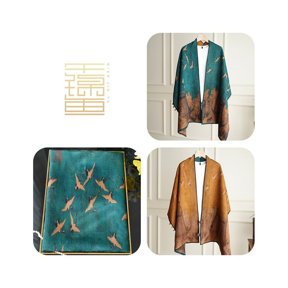 Thousands of miles of mountains and rivers fragrant cloud gauze shawl buckle double sided silk Chinese style gift for elders mothers silk scarves women s scarves image 12