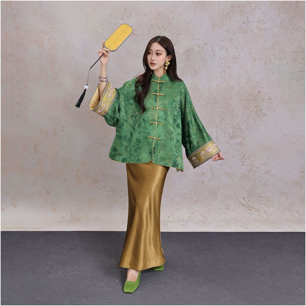 BYLU Jinzhan Dotted with Jade New Chinese Embroidered Button Top Women s Retro National Style Improved Hanfu Cardigan Jacket image 3