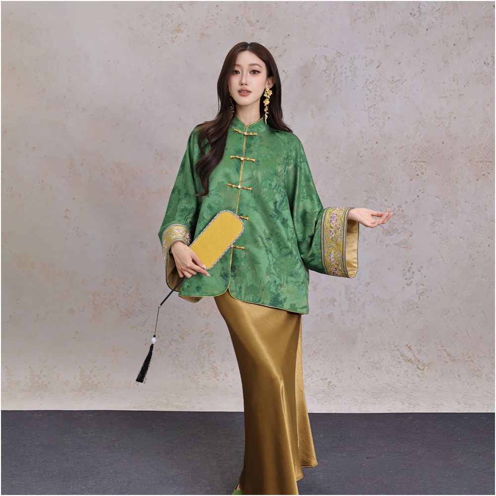 BYLU Jinzhan Dotted with Jade New Chinese Embroidered Button Top Women s Retro National Style Improved Hanfu Cardigan Jacket image 4