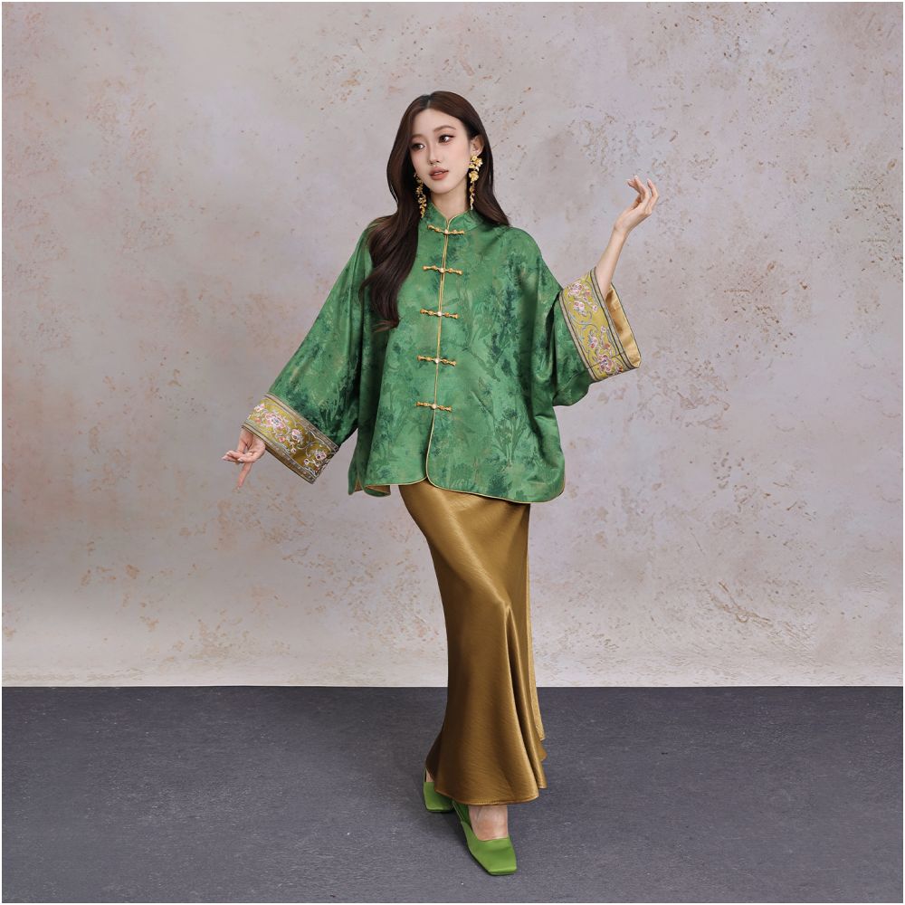 BYLU Jinzhan Dotted with Jade New Chinese Embroidered Button Top Women s Retro National Style Improved Hanfu Cardigan Jacket image 5