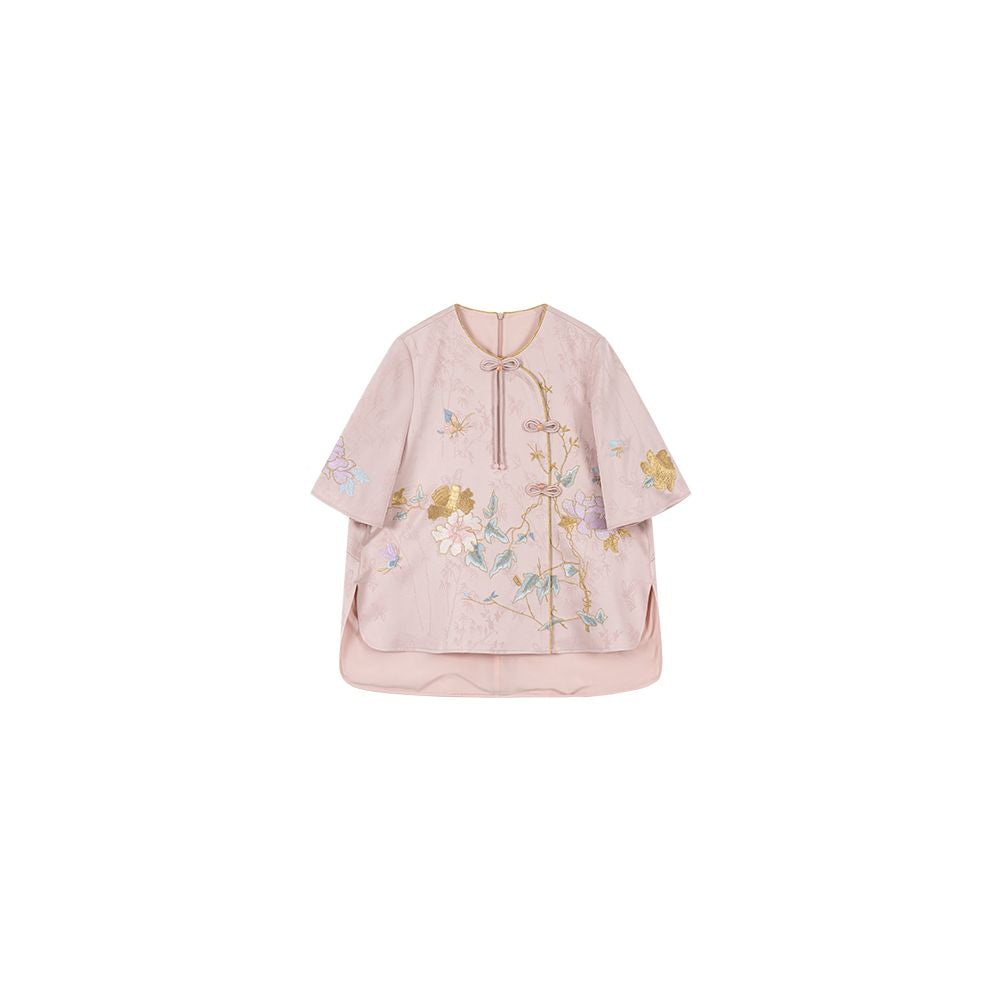 Du Butt Peach Original Garden Dream 3 0 New Chinese Women s Quiet Luxury Chinese Style Jacquard Embroidery Satin Set image 18