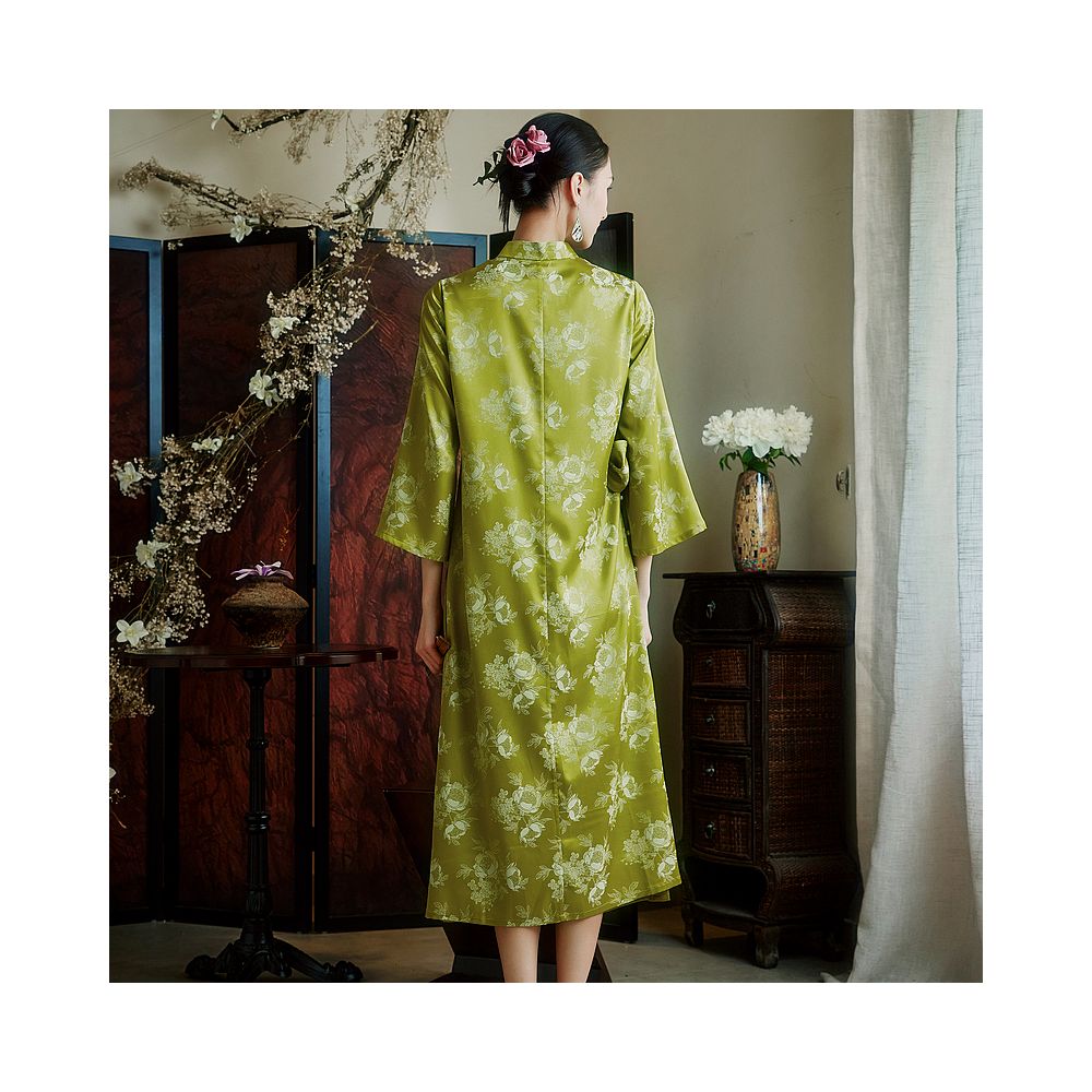 Mo Yu Qing Yan New Chinese design pleated lace up improved slim fit everyday Chinese cheongsam dress image 5