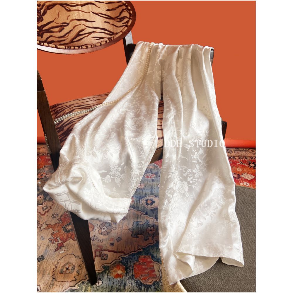 New Chinese style retro jacquard elastic waist tie wide leg pants spring and summer all match slim pocket casual pants image 13