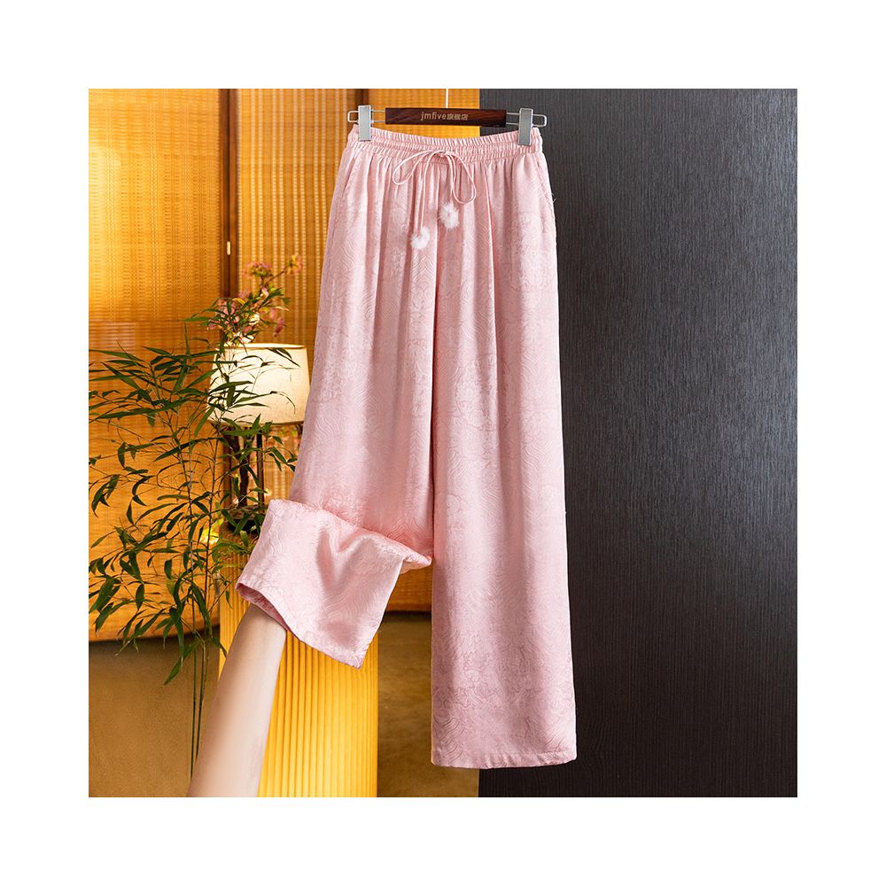 Advanced style new Chinese silk jacquard cotton pants for women in winter 2025 thickened and warm high waisted straight leg wide leg pants image 17
