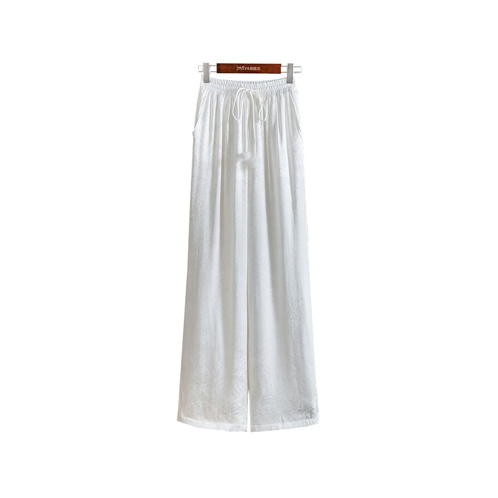 Advanced style new Chinese silk jacquard cotton pants for women in winter 2025 thickened and warm high waisted straight leg wide leg pants image 20