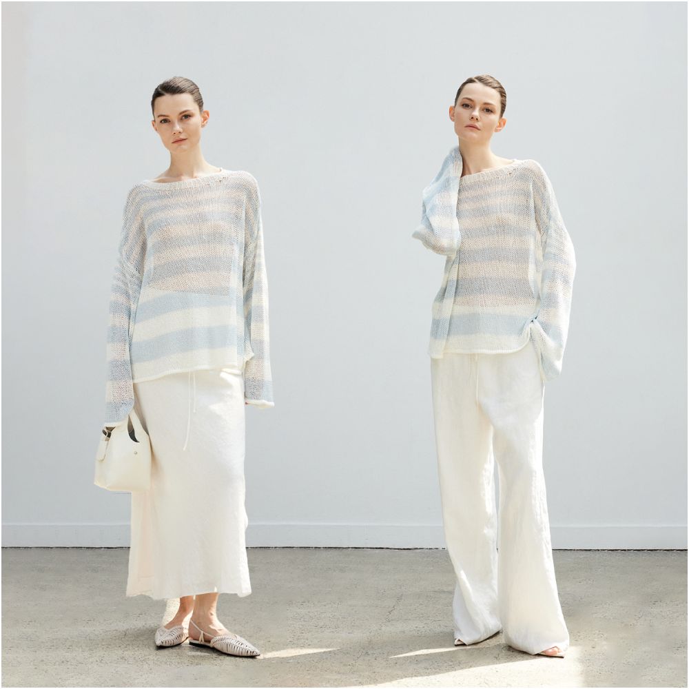 QIQIFUR striped knitted cardigan women s summer new loose vacation loose lazy long sleeved knitted cardigan thin top image 2