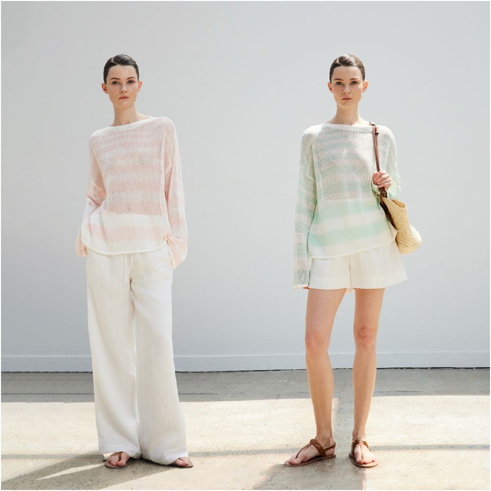 QIQIFUR striped knitted cardigan women s summer new loose vacation loose lazy long sleeved knitted cardigan thin top image 3