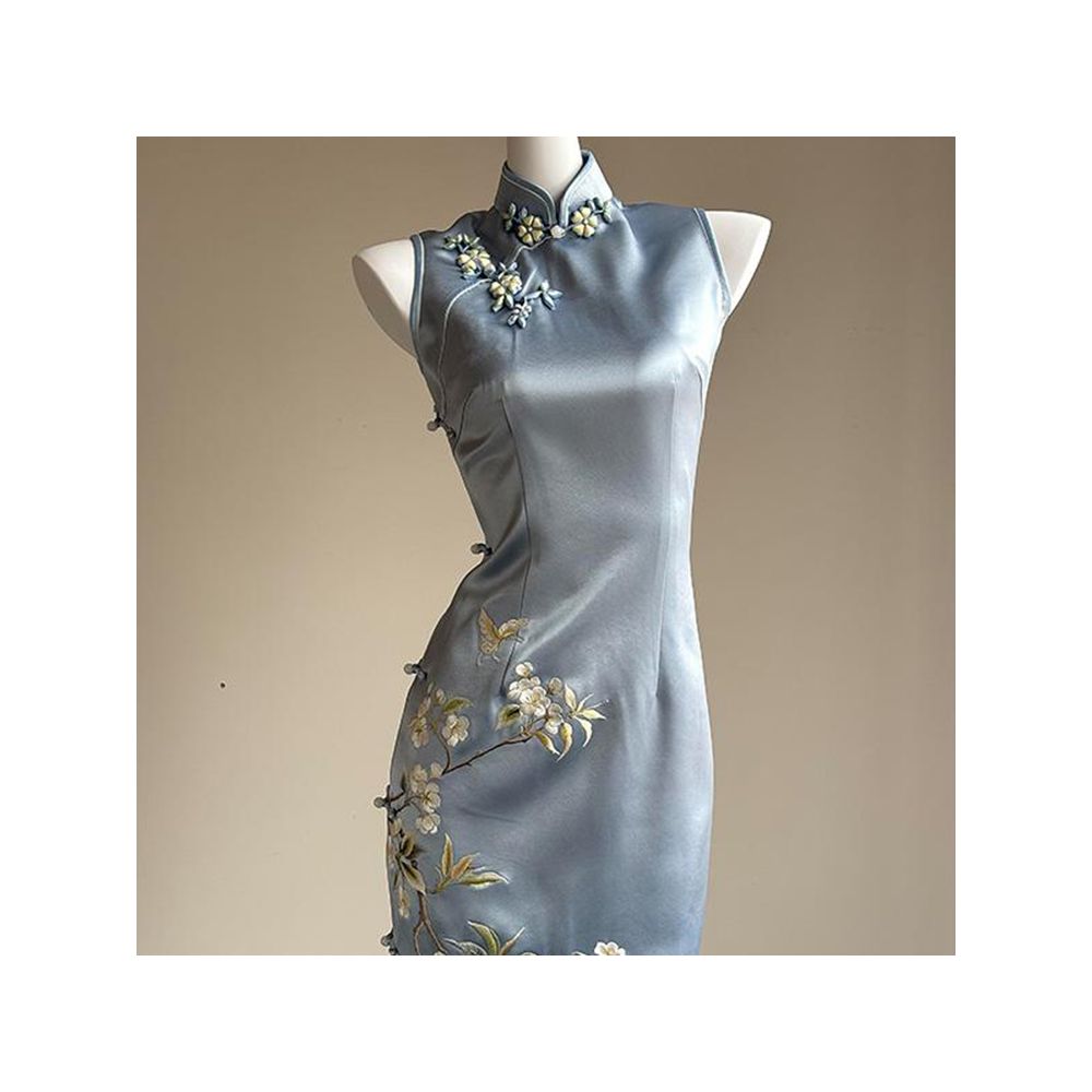 New Chinese style cheongsam toast dress engagement dress skirt high end light luxury niche banquet heavy embroidery dress image 3