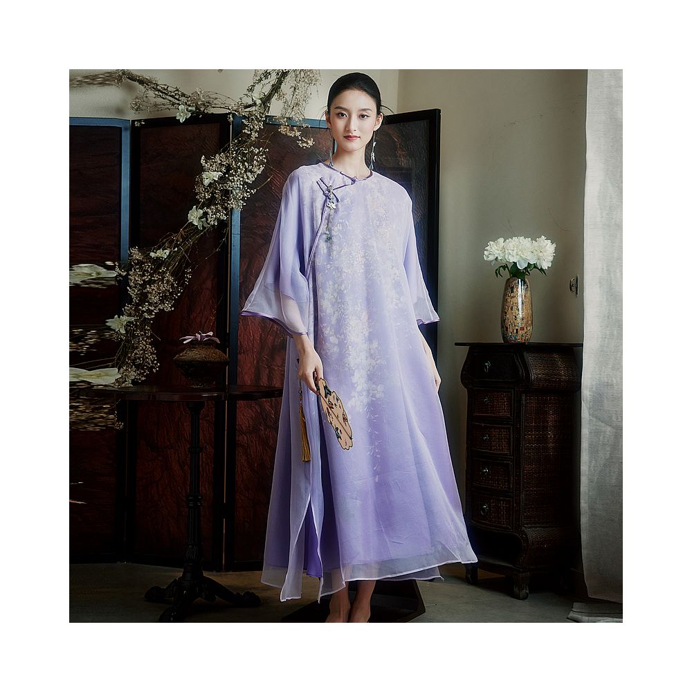 ASAYA4968 โ Lavender Mist Silk Dress ๐๐ธ