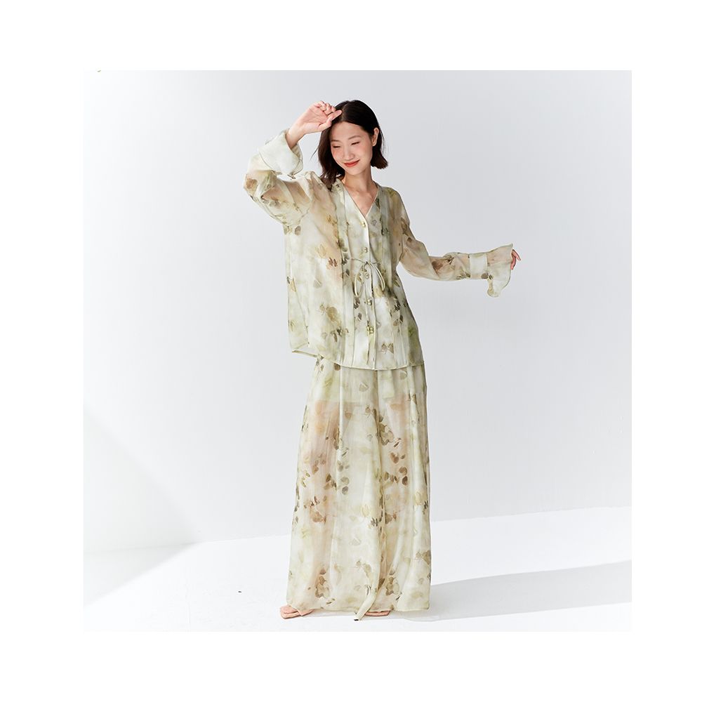 OPOF s new Chinese style printed shirt and wide leg pants set has a niche and refreshing design for vacation in spring and summer 2024 image 1