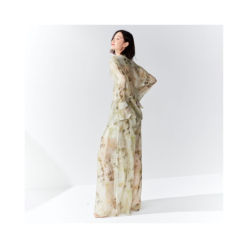 OPOF s new Chinese style printed shirt and wide leg pants set has a niche and refreshing design for vacation in spring and summer 2024 image 2