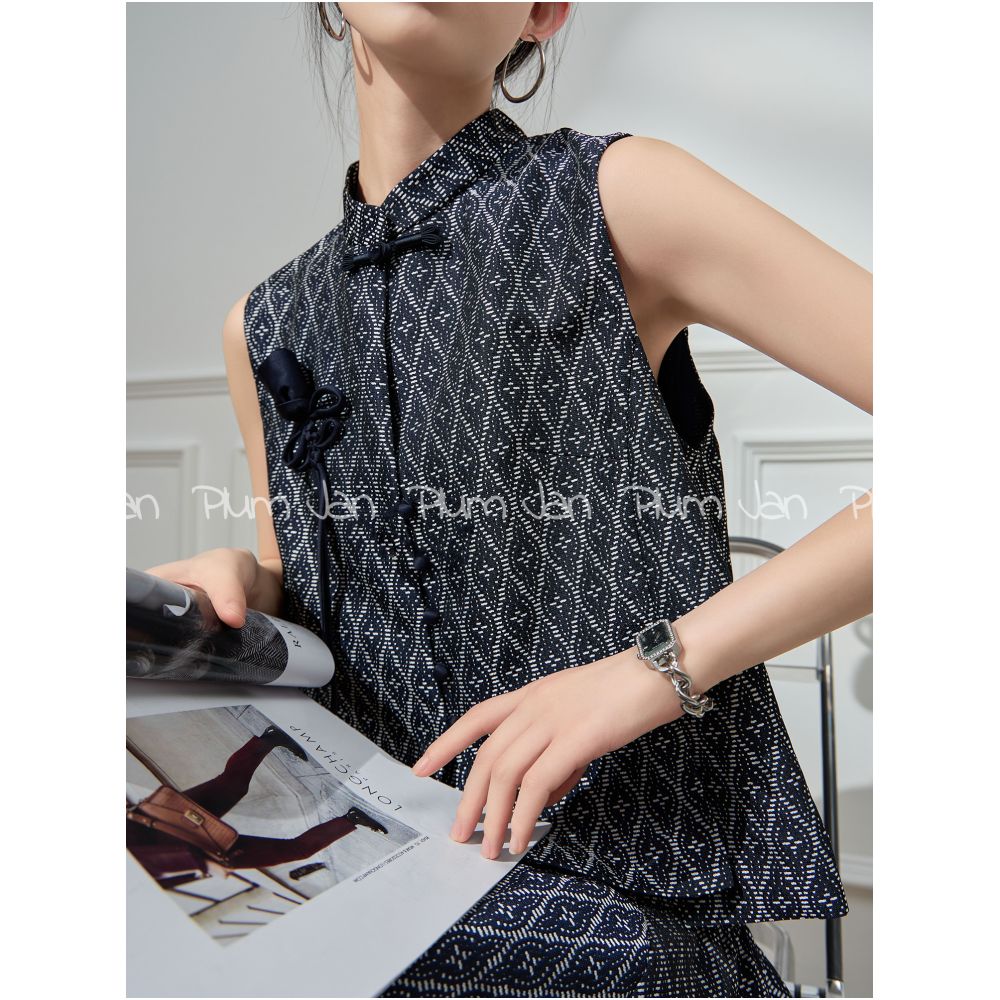 Plum Jan New Chinese style suit high end jacquard rose vest skirt female summer 2025 new image 2
