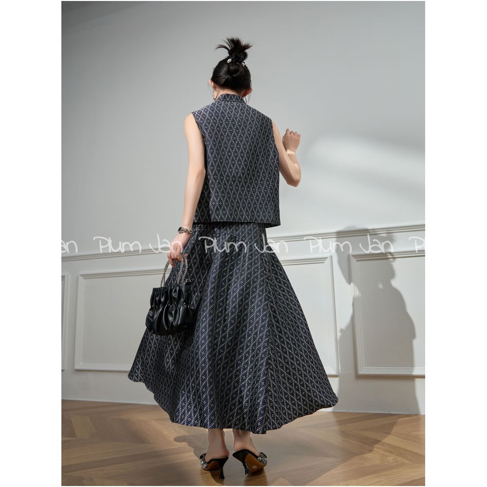 Plum Jan New Chinese style suit high end jacquard rose vest skirt female summer 2025 new image 4