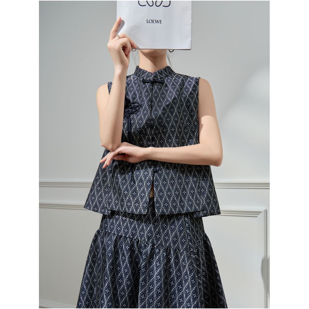 Plum Jan New Chinese style suit high end jacquard rose vest skirt female summer 2025 new image 15