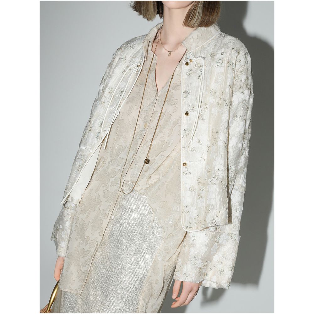 3 pieces of COCOBELLA new Chinese style three dimensional embroidery jacquard suit with Chinese style buckle jacket SC7009 50 off image 6