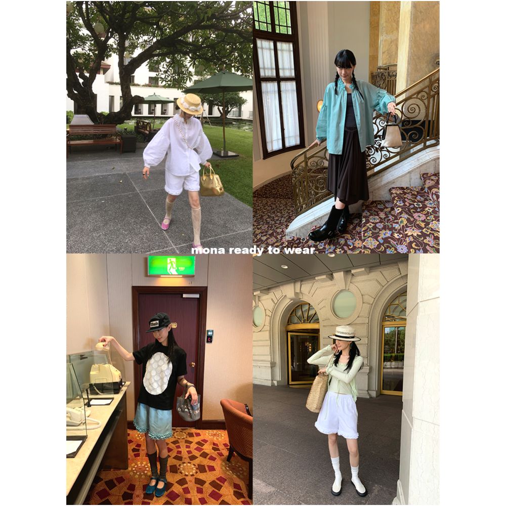 MONA Linen Breathable Comfortable Pink White Shirt High Waist Shorts for Short Women 2025 Summer New Style image 4