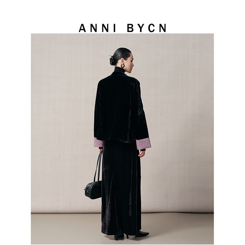 Annibycn Silk Velvet New Chinese style Stand up Collar Cotton Coat Women s Winter Chinese Style Retro Cotton Jacket image 4