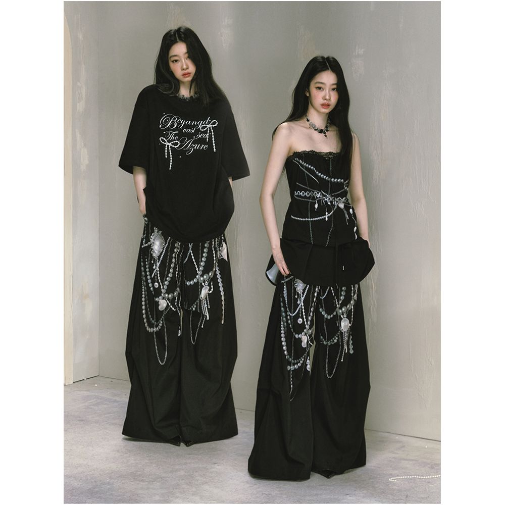 SALTHe Salt Tea Lost Island Original Design Loose Printed Wide Leg Pants Atmosphere Casual Pants for Women image 4