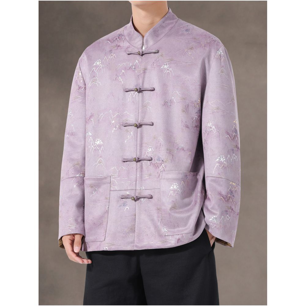 New Chinese style autumn and winter casual retro buckle Tang suit jacket Chinese style men s loose fit plus plus size Zhongshan suit jacket top image 4