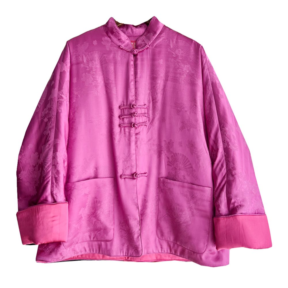 Taozhi Yaoyao 2024 Winter Danmei Literary Chinese Jacquard Satin Stand up Collar Pan Button Cotton Coat image 4