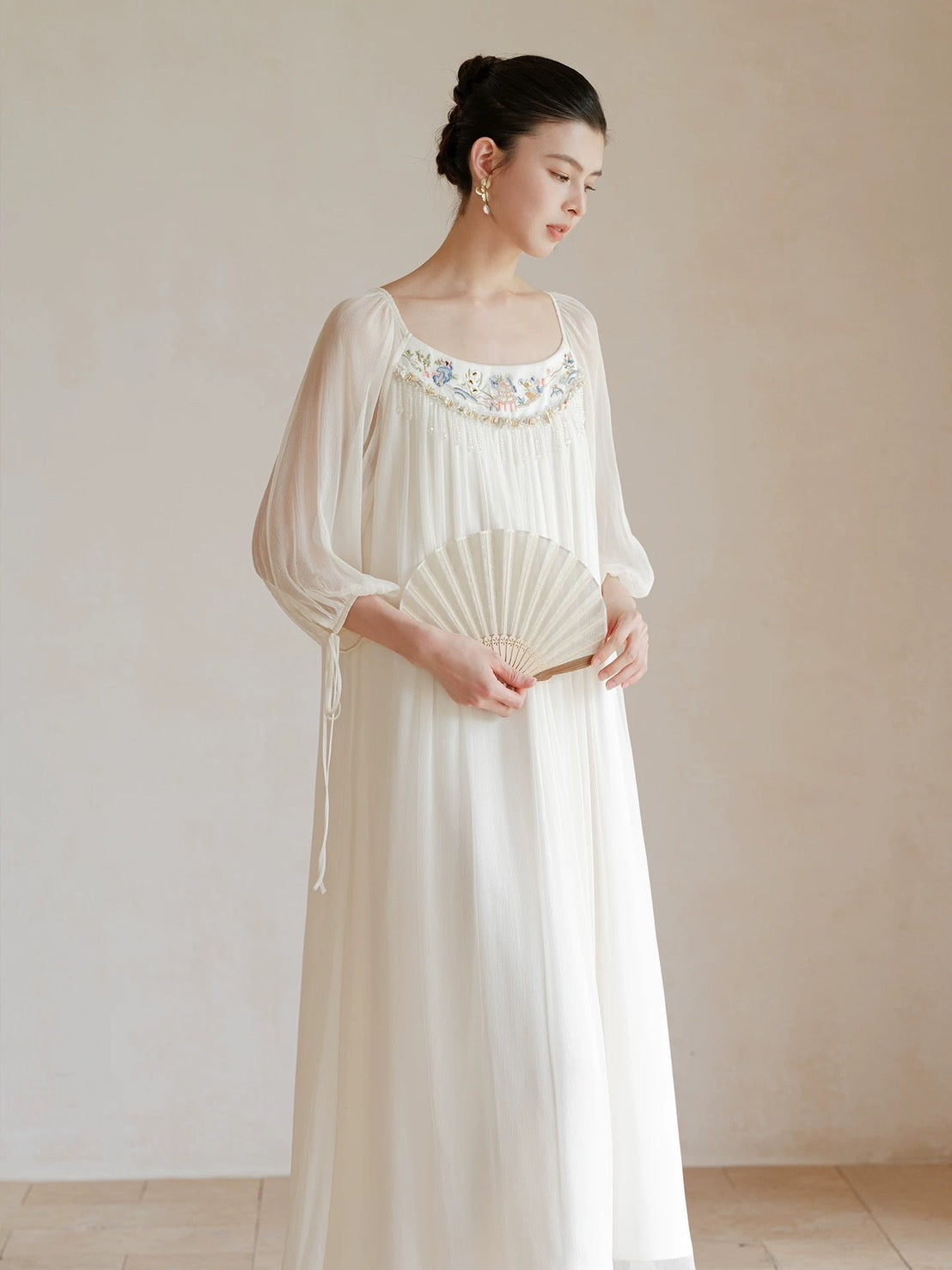 ASAYA4888 – Ivory Serenity Embroidered Maxi Dress 🌸✨