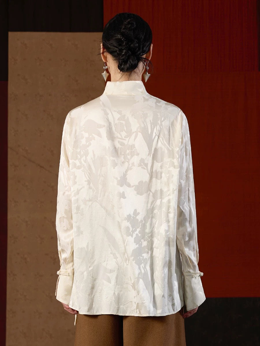 ASAYA4900 – Magnolia Bloom Jacquard Top 🌸✨