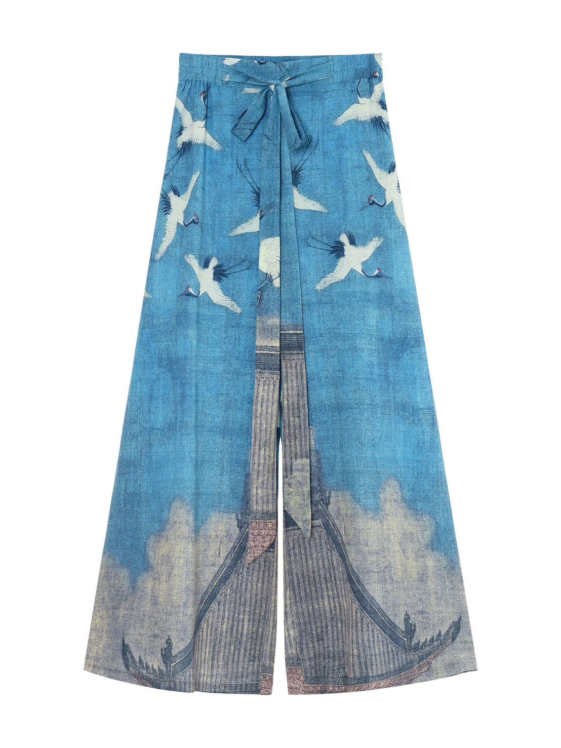ASAYA4907 – Azure Crane Wide-Leg Pants 🌊🕊️